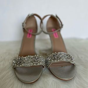 Betsy Johnson Silver & beaded heels / Size 10